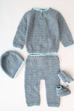 Ajoobaa "Balloon Applique" Sweater And Pants With Caps & Booties - Grey