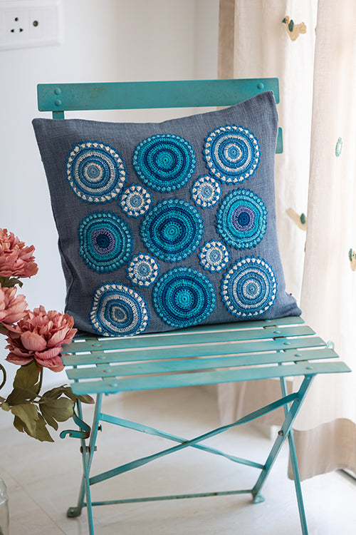 Samoolam Prakriti Cushion Cover ~ Blue Mandalas