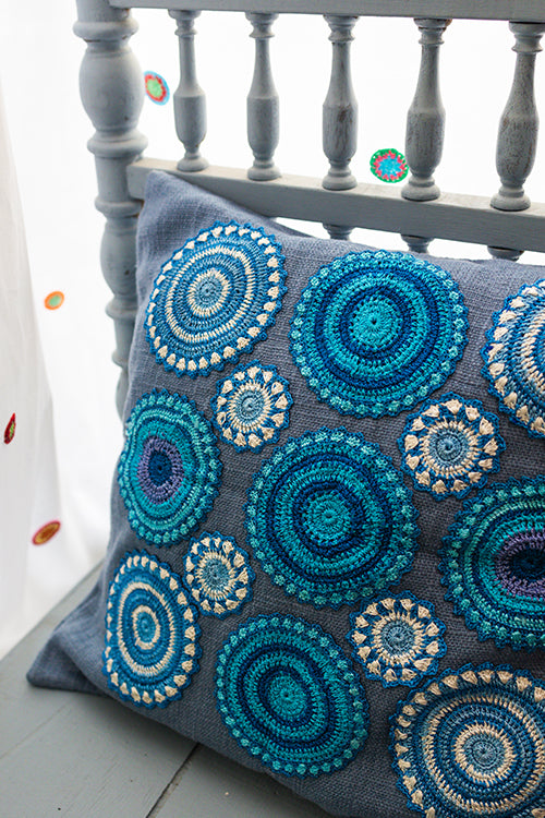 Samoolam Prakriti Cushion Cover ~ Blue Mandalas