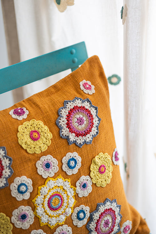 Samoolam Prakriti Cushion Cover ~ Mustard Mandalas