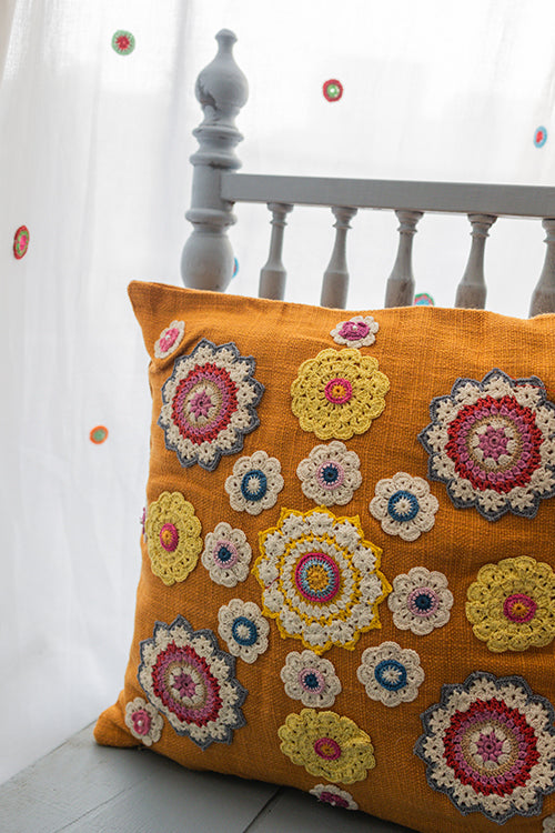 Samoolam Prakriti Cushion Cover ~ Mustard Mandalas