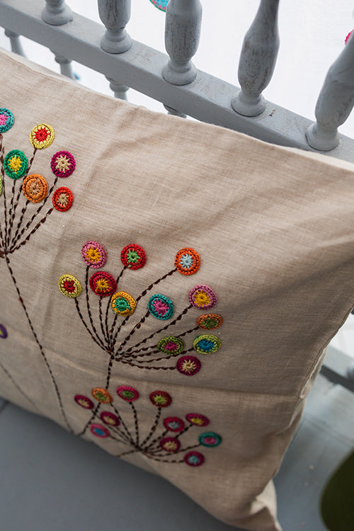 Samoolam Prakriti Cushion Cover ~ Beige Blossom