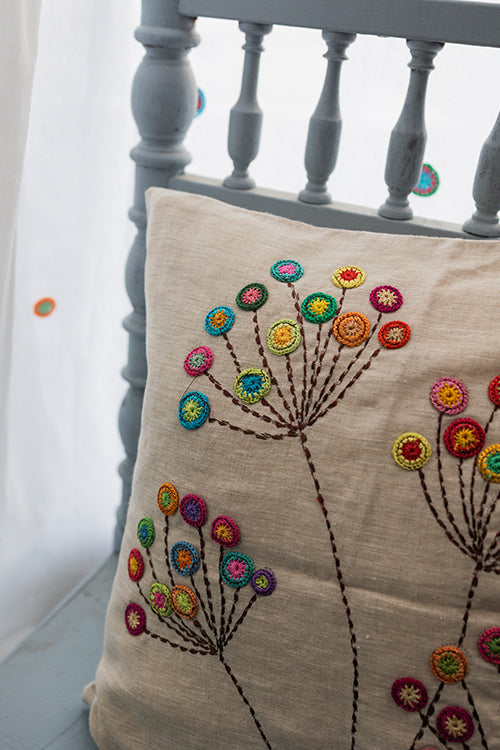 Samoolam Prakriti Cushion Cover ~ Beige Blossom