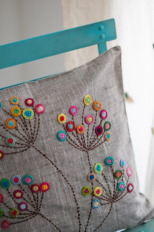 Samoolam Prakriti Cushion Cover ~  Grey Blossom