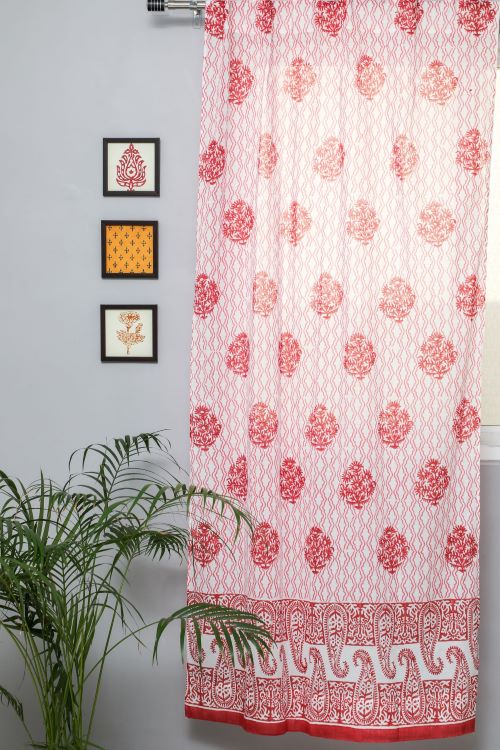 Sooti Syahi Dazzling Rose Hand Block Printed Door Curtain