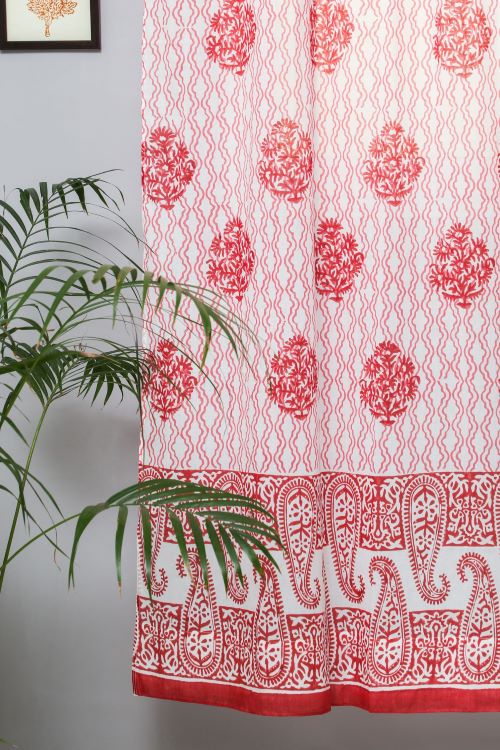 Sooti Syahi Dazzling Rose Hand Block Printed Door Curtain