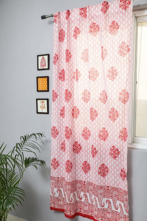 Sooti Syahi Dazzling Rose Hand Block Printed Door Curtain