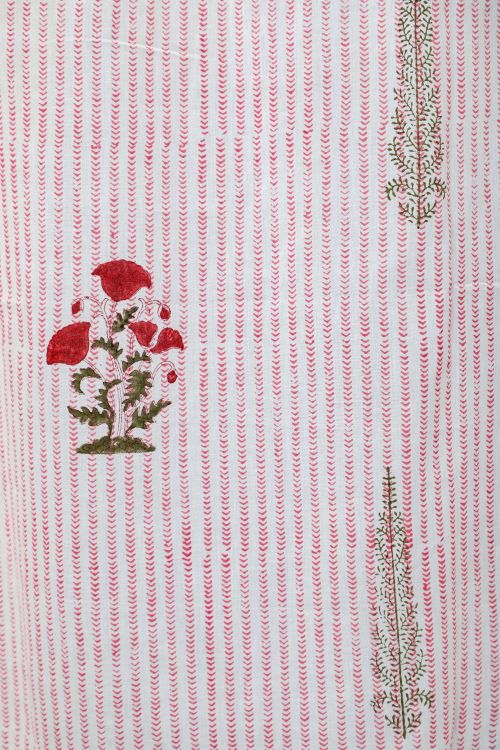 Sooti Syahi Red Retreat Hand Block Printed Door Curtain