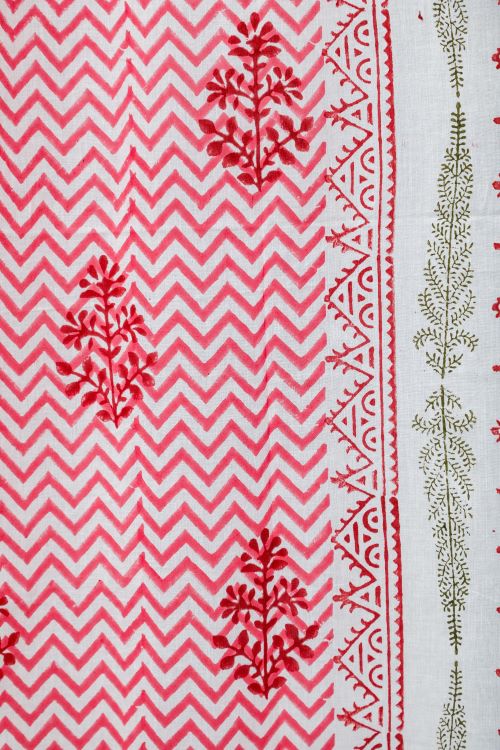 Sooti Syahi Blast Colour Red Hand Block Printed Door Curtain