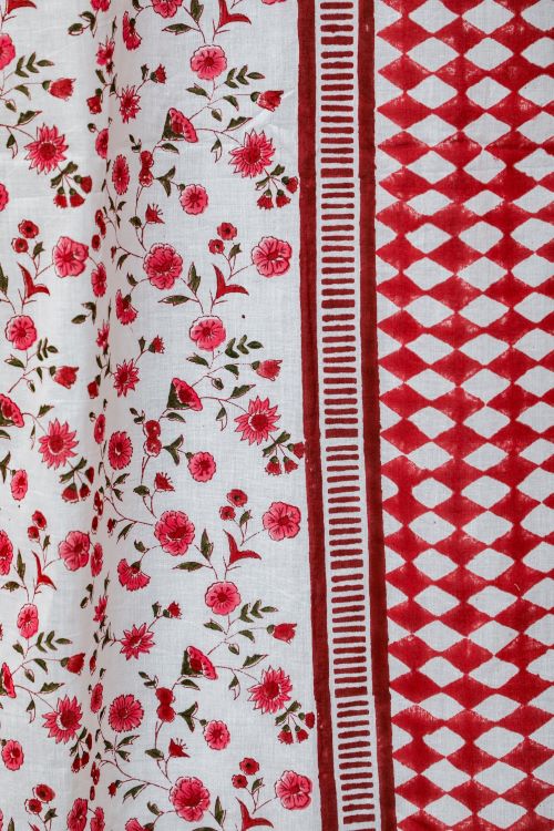 Sooti Syahi Anemone Orchid Hand Block Printed Door Curtain