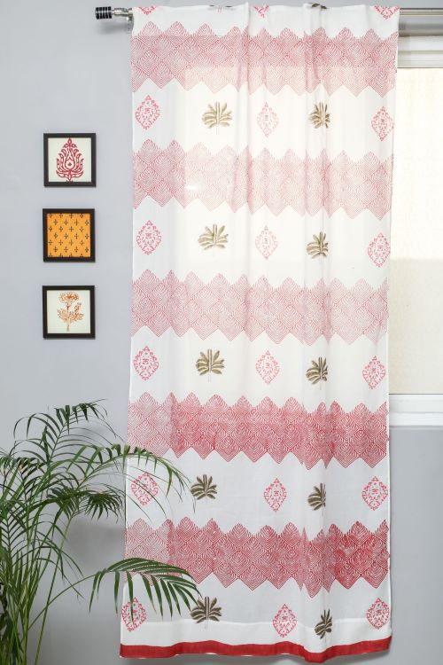 Sooti Syahi Gleaming Zigzags Hand Block Printed Door Curtain