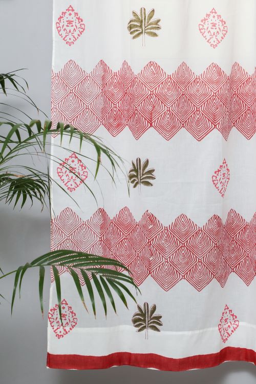 Sooti Syahi Gleaming Zigzags Hand Block Printed Door Curtain