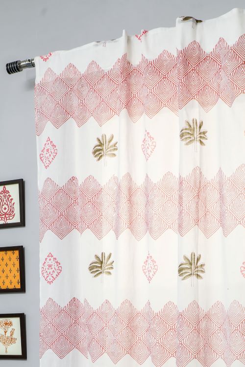 Sooti Syahi Gleaming Zigzags Hand Block Printed Door Curtain