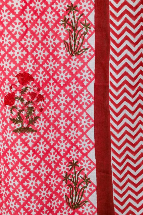 Sooti Syahi Jade Rose Hand Block Printed Door Curtain