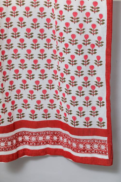 Sooti Syahi Evergreen Cherry Hand Block Printed Doorcurtain