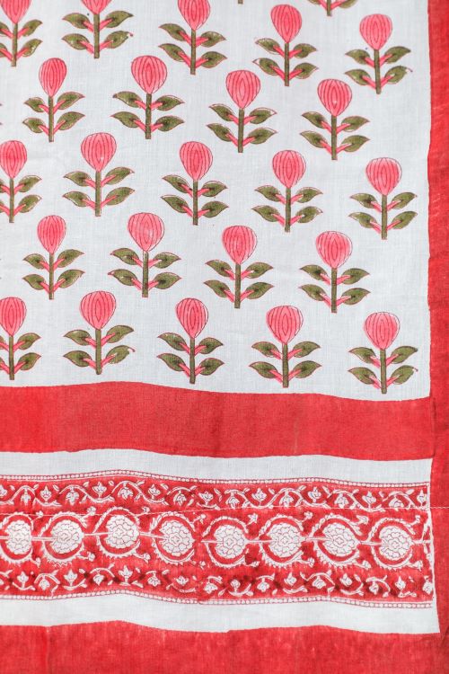 Sooti Syahi Evergreen Cherry Hand Block Printed Doorcurtain