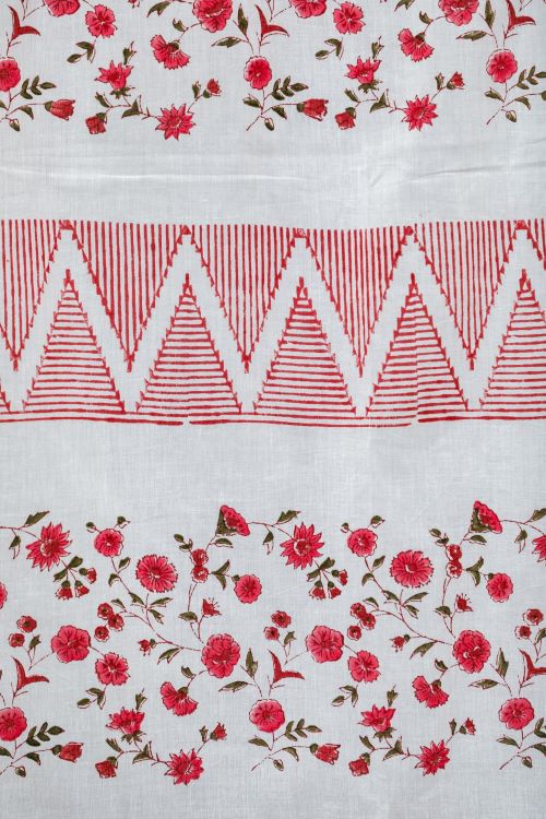 Sooti Syahi Zig Zag Ruby Crush Hand Block Printed Door Curtain