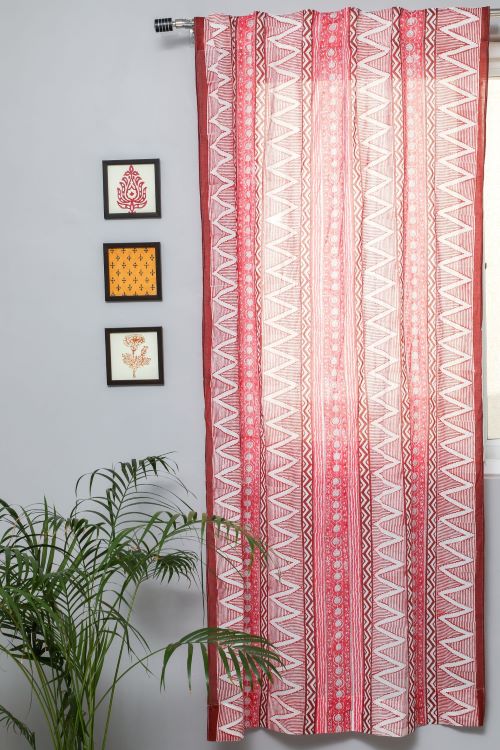 Sooti Syahi Geometric Romance Hand Block Printed Door Curtain
