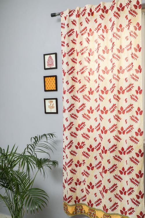 Sooti Syahi Glow Of Autum Hand Block Printed Door Curtain