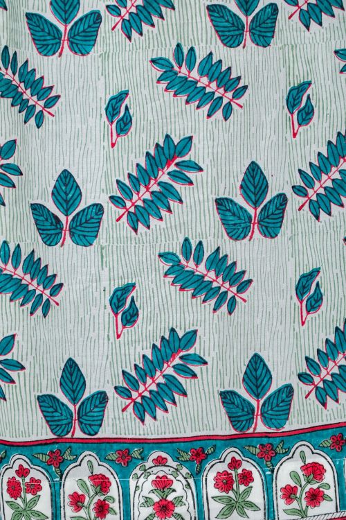 Sooti Syahi Glow Of Leaves Hand Block Printed Door Curtain