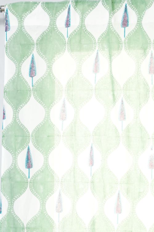 Sooti Syahi Aloe Palm Hand Block Printed Door Curtain