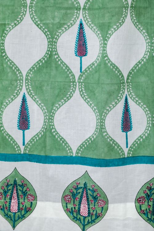 Sooti Syahi Aloe Palm Hand Block Printed Door Curtain