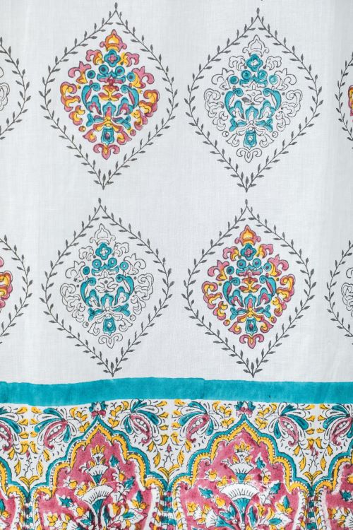 Sooti Syahi Carved Ornaments?Hand Block Printed Door Curtain