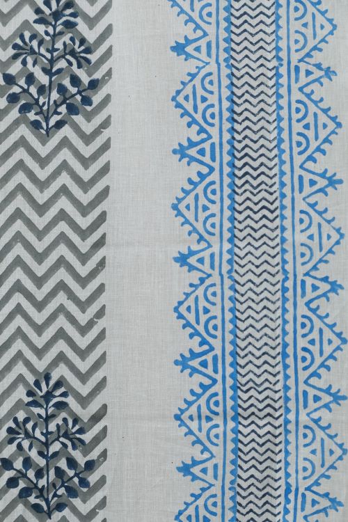 Bering Blue Hand Block Printed Door Curtain