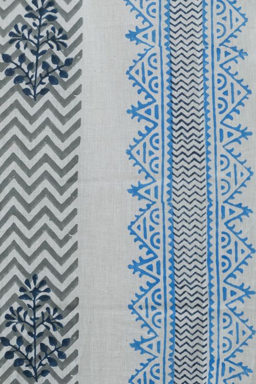 Sooti Syahi Bering Blue Hand Block Printed Door Curtain
