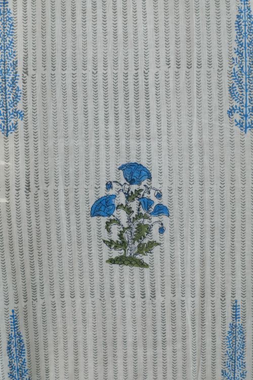 Sooti Syahi Coral Blue Hand Block Printed Door Curtain