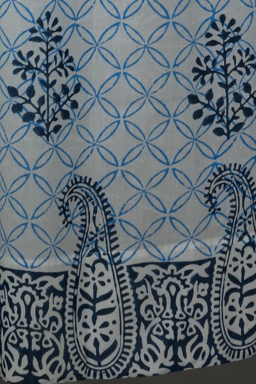 Sooti Syahi Cabbean Blue Hand Block Printed Door Curtain