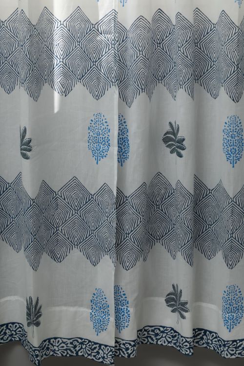 Sooti Syahi Weddell Blue Hand Block Printed Door Curtain