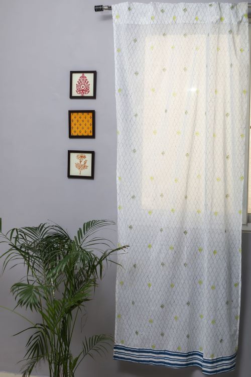 Sooti Syahi Diamond Dot Hand Block Printed Door Curtain