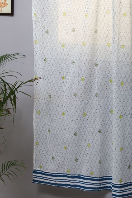 Sooti Syahi Diamond Dot Hand Block Printed Door Curtain