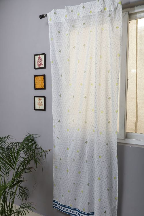 Sooti Syahi Diamond Dot Hand Block Printed Door Curtain