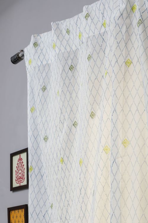 Sooti Syahi Diamond Dot Hand Block Printed Door Curtain