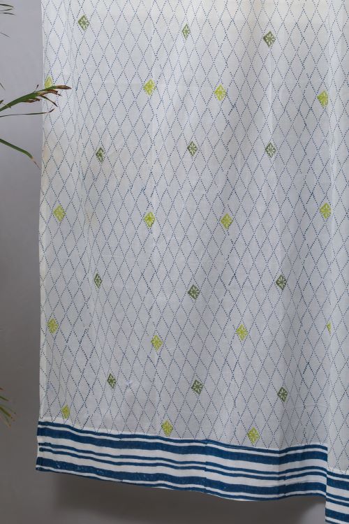 Sooti Syahi Diamond Dot Hand Block Printed Door Curtain