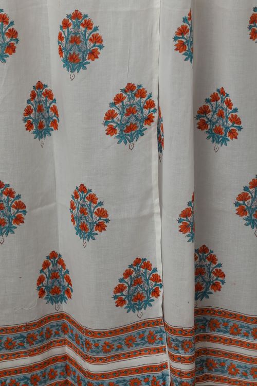 Sooti Syahi Saffron Daisy Hand Block Printed Door Curtain