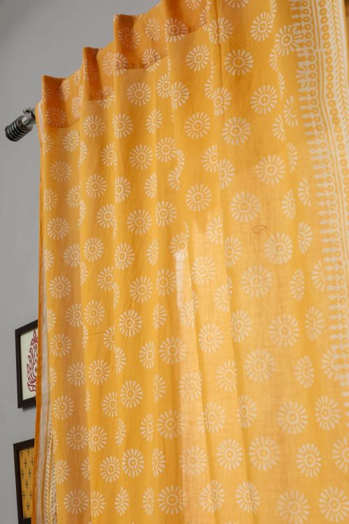 Sooti Syahi Sunflower Hand Block Printed Door Curtain
