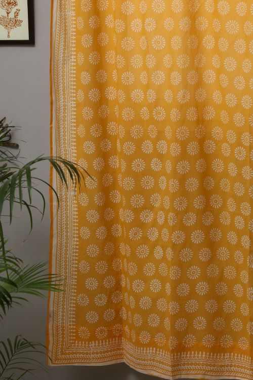 Sooti Syahi Sunflower Hand Block Printed Door Curtain