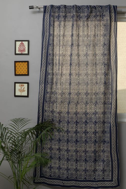 Sooti Syahi Iris Hand Block Printed Door Curtain