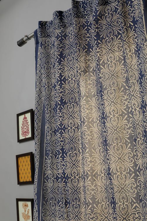 Sooti Syahi Iris Hand Block Printed Door Curtain