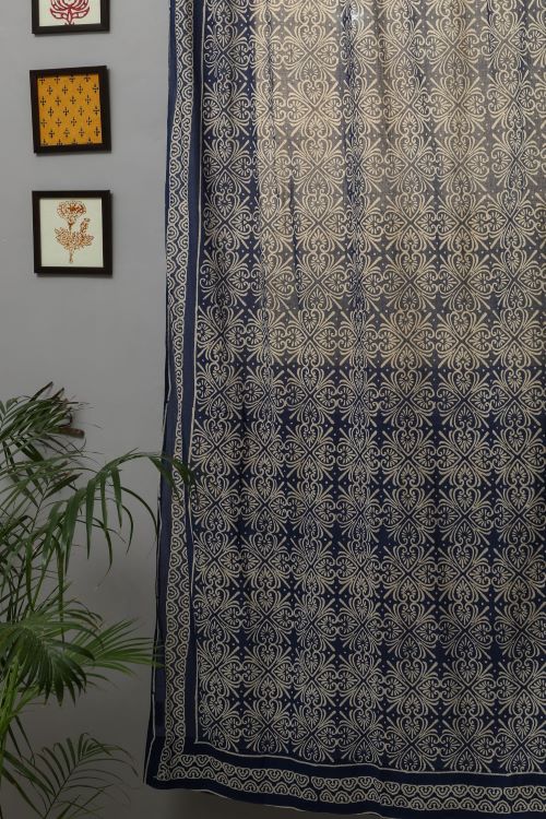 Sooti Syahi Iris Hand Block Printed Door Curtain