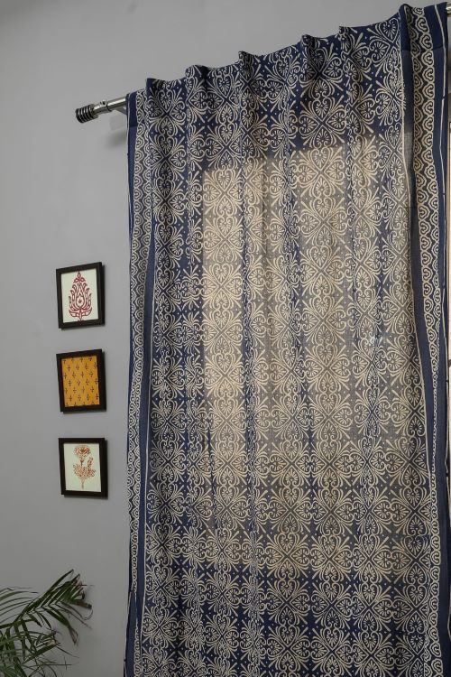 Sooti Syahi Iris Hand Block Printed Door Curtain