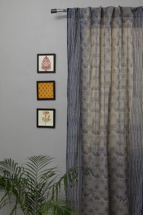 Sooti Syahi Aster Hand Block Printed Door Curtain