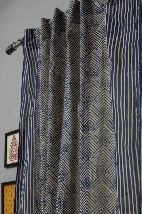 Sooti Syahi Aster Hand Block Printed Door Curtain