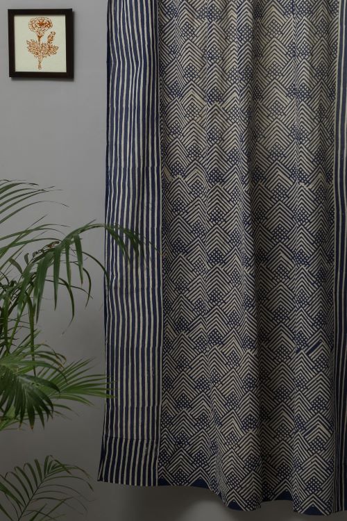 Sooti Syahi Aster Hand Block Printed Door Curtain