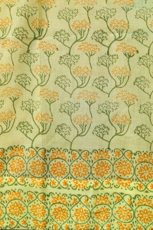 Sooti Syahi Yellow Yarrow Hand Block Printed Door Curtain