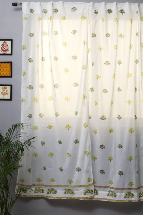Sooti Syahi Envy Zinnia Hand Block Printed Door Curtain