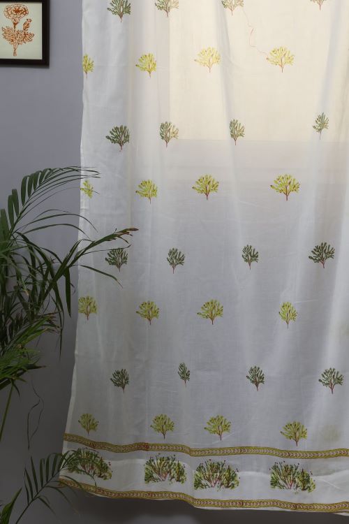 Sooti Syahi Envy Zinnia Hand Block Printed Door Curtain